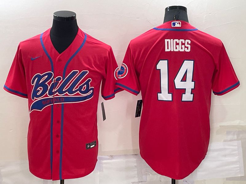 Men Buffalo Bills 14 Diggs Red Nike Co branded Jersey